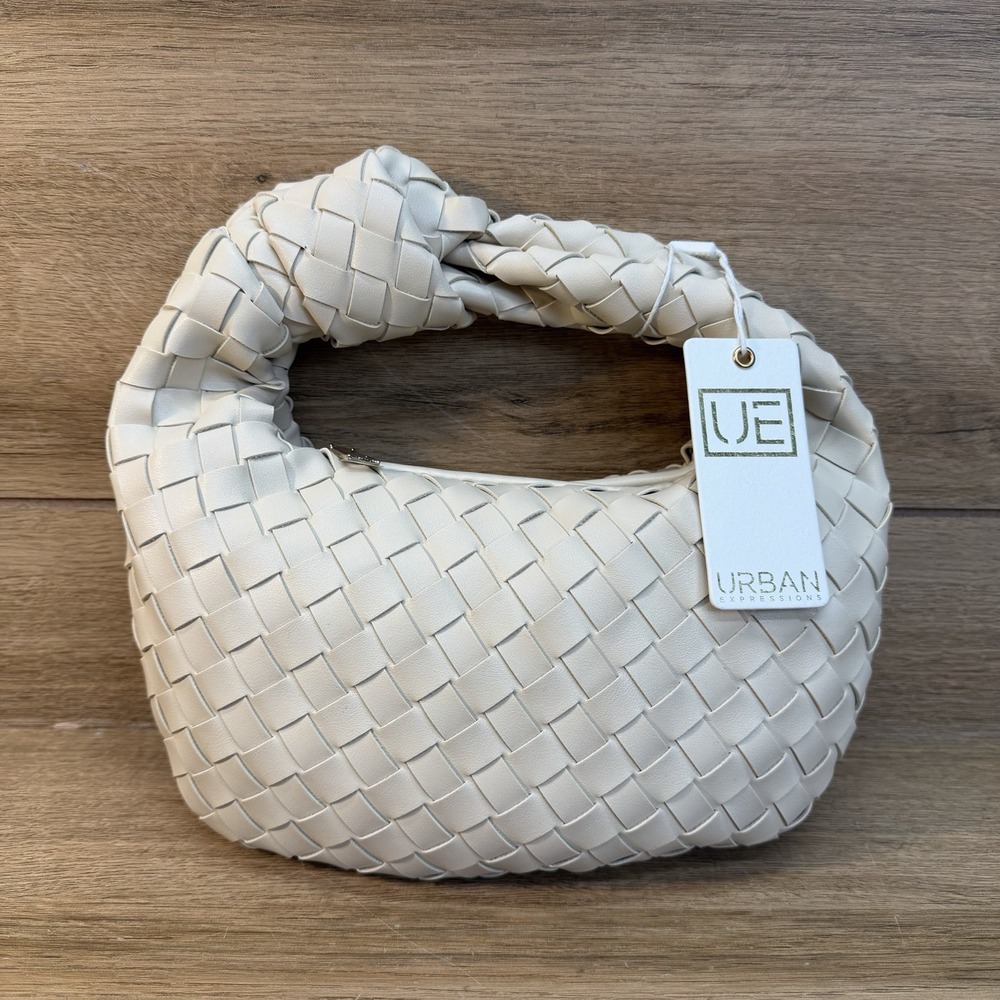 Urban Expressions Woven Mini Hobo Bag in Cream